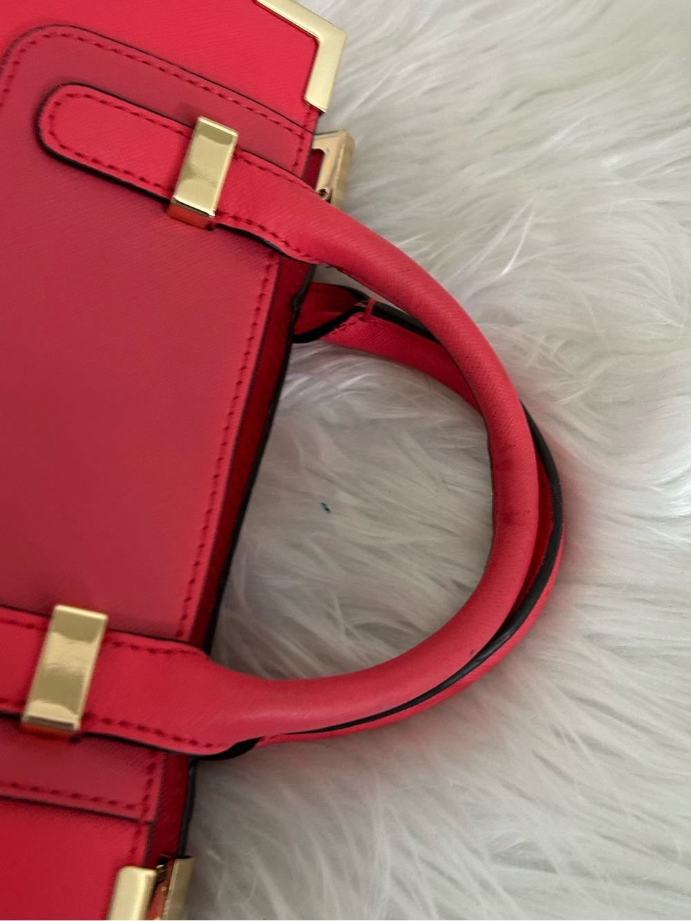 Rebecca Minkoff Red Structured Satchel Crossbody Bag Gold Hardware Top Handle - Picture 7 of 13